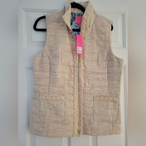 Lilly Pulitzer Noella pearl embellished, textured down filled puffer vest Large